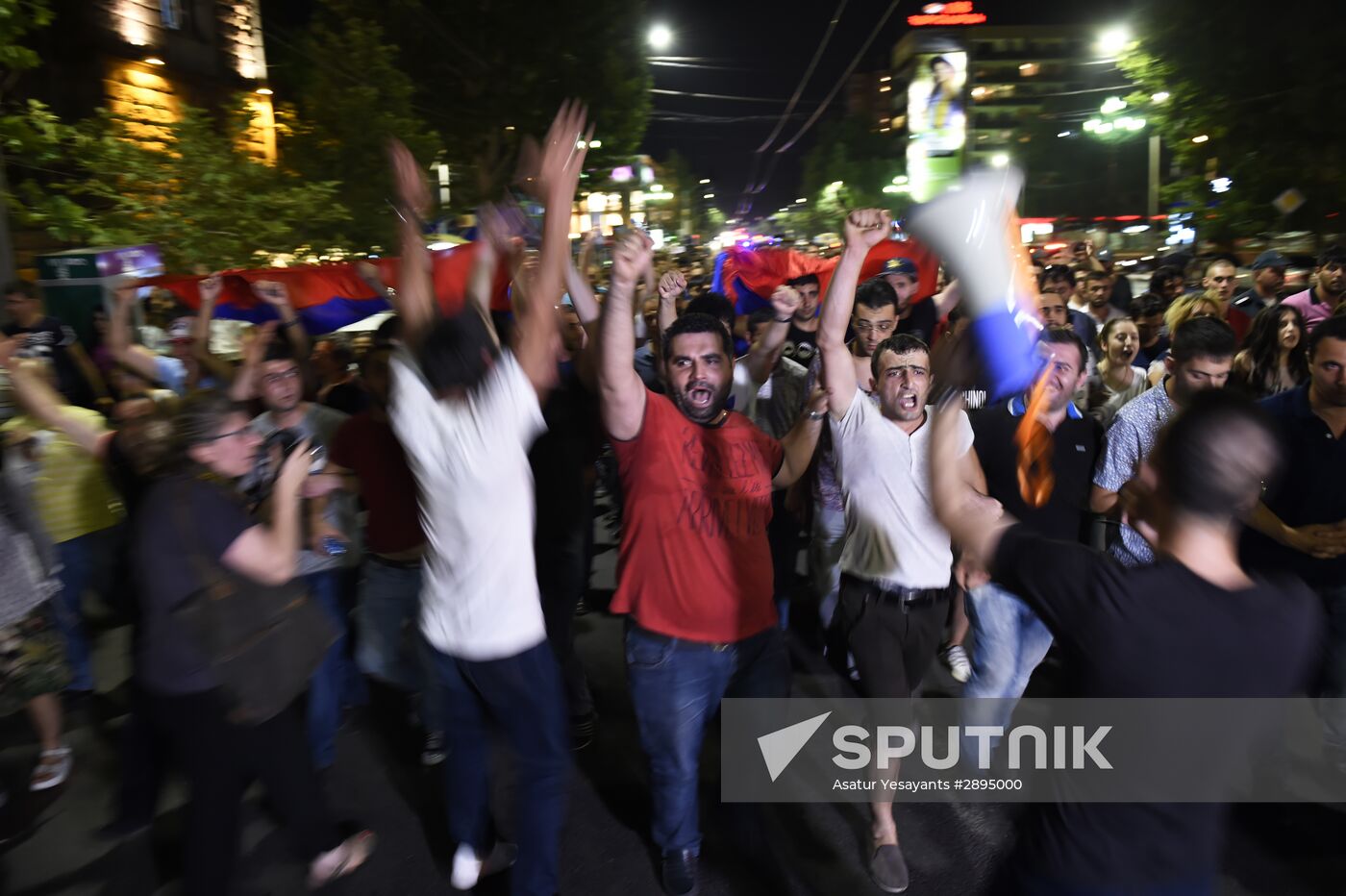 Civil activists march in Yerevan