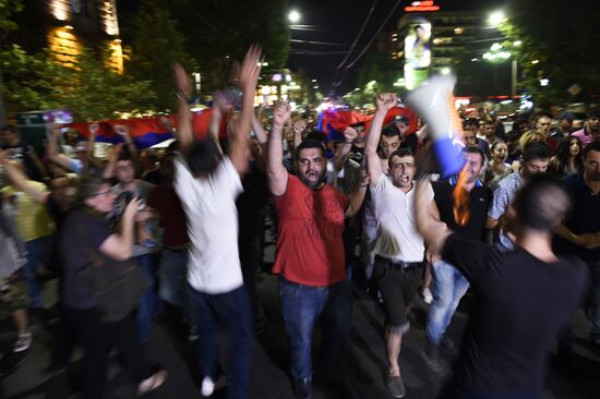 Civil activists march in Yerevan