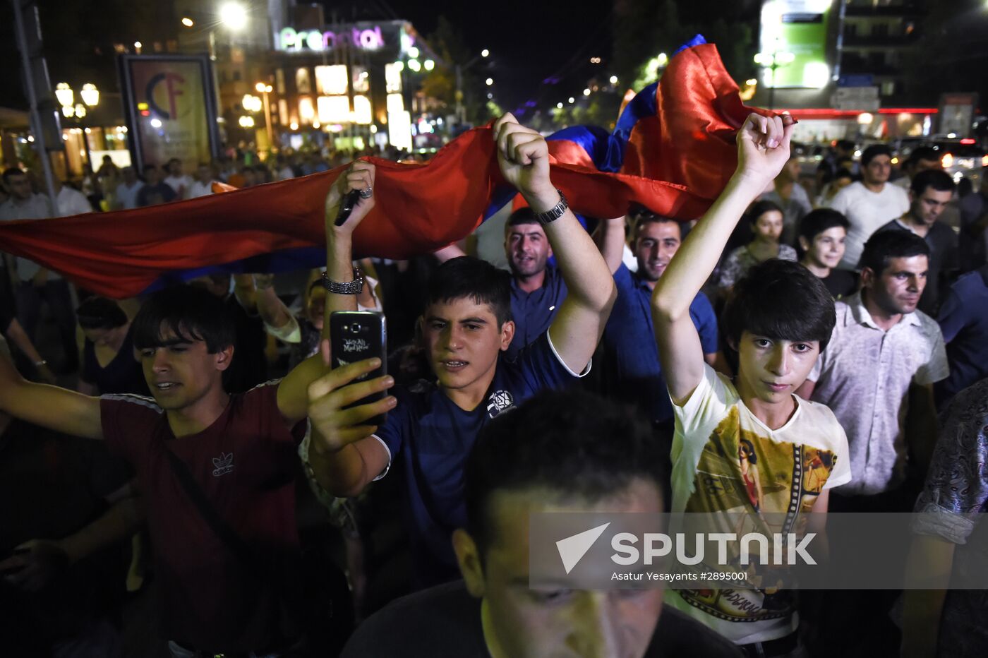 Civil activists march in Yerevan