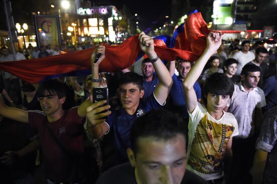 Civil activists march in Yerevan