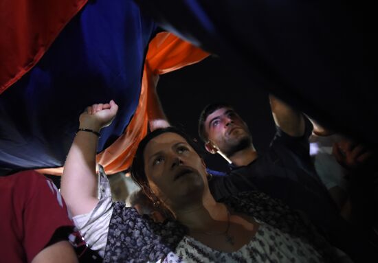 Civil activists march in Yerevan