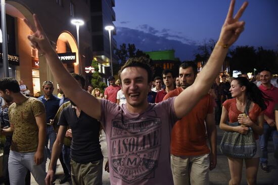 Civil activists march in Yerevan