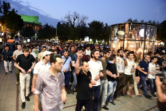 Civil activists march in Yerevan