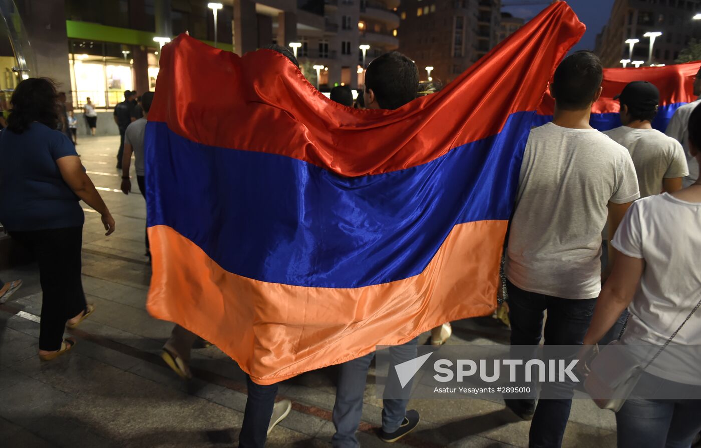 Civil activists march in Yerevan