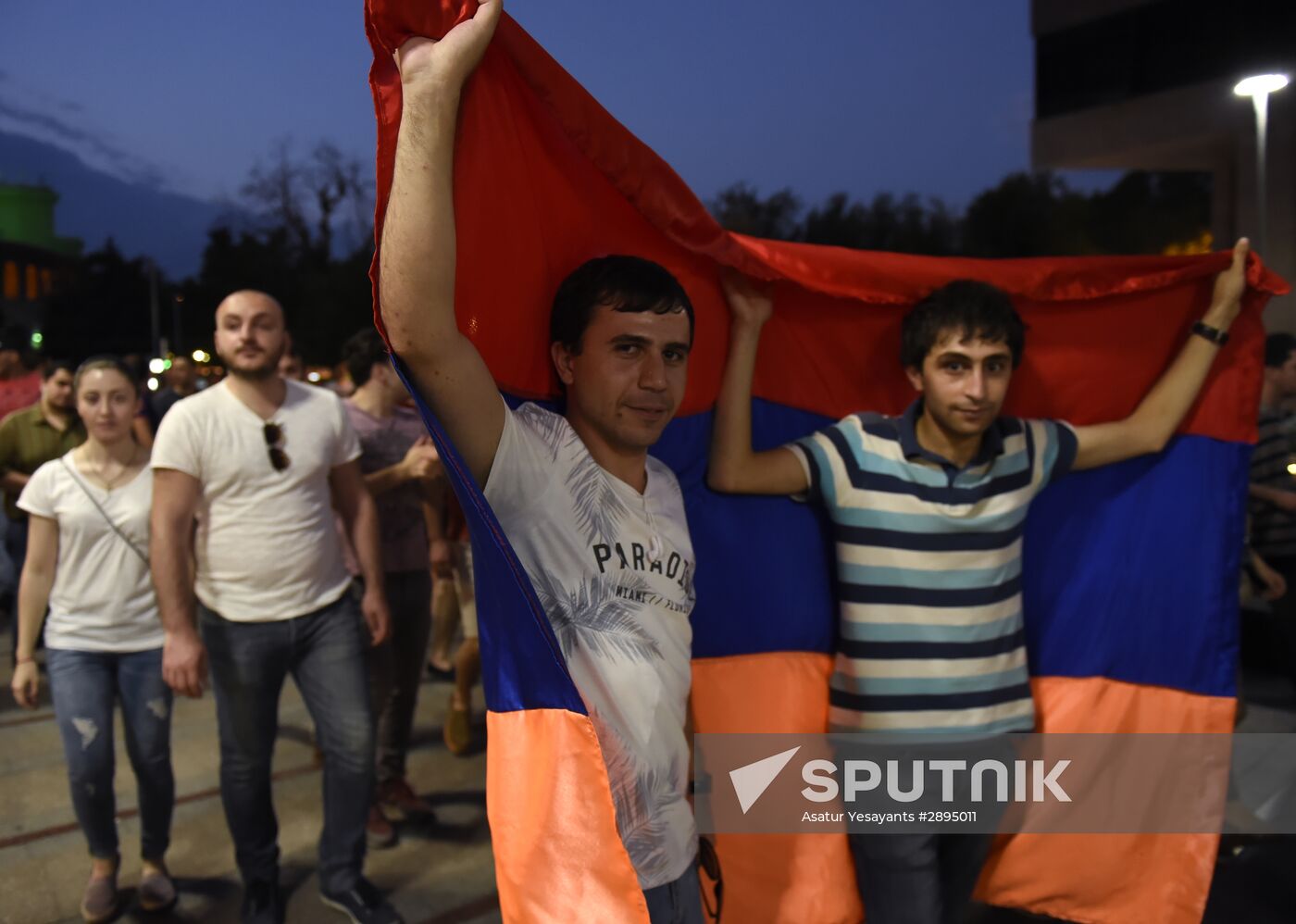 Civil activists march in Yerevan