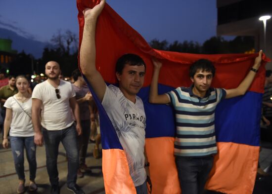 Civil activists march in Yerevan