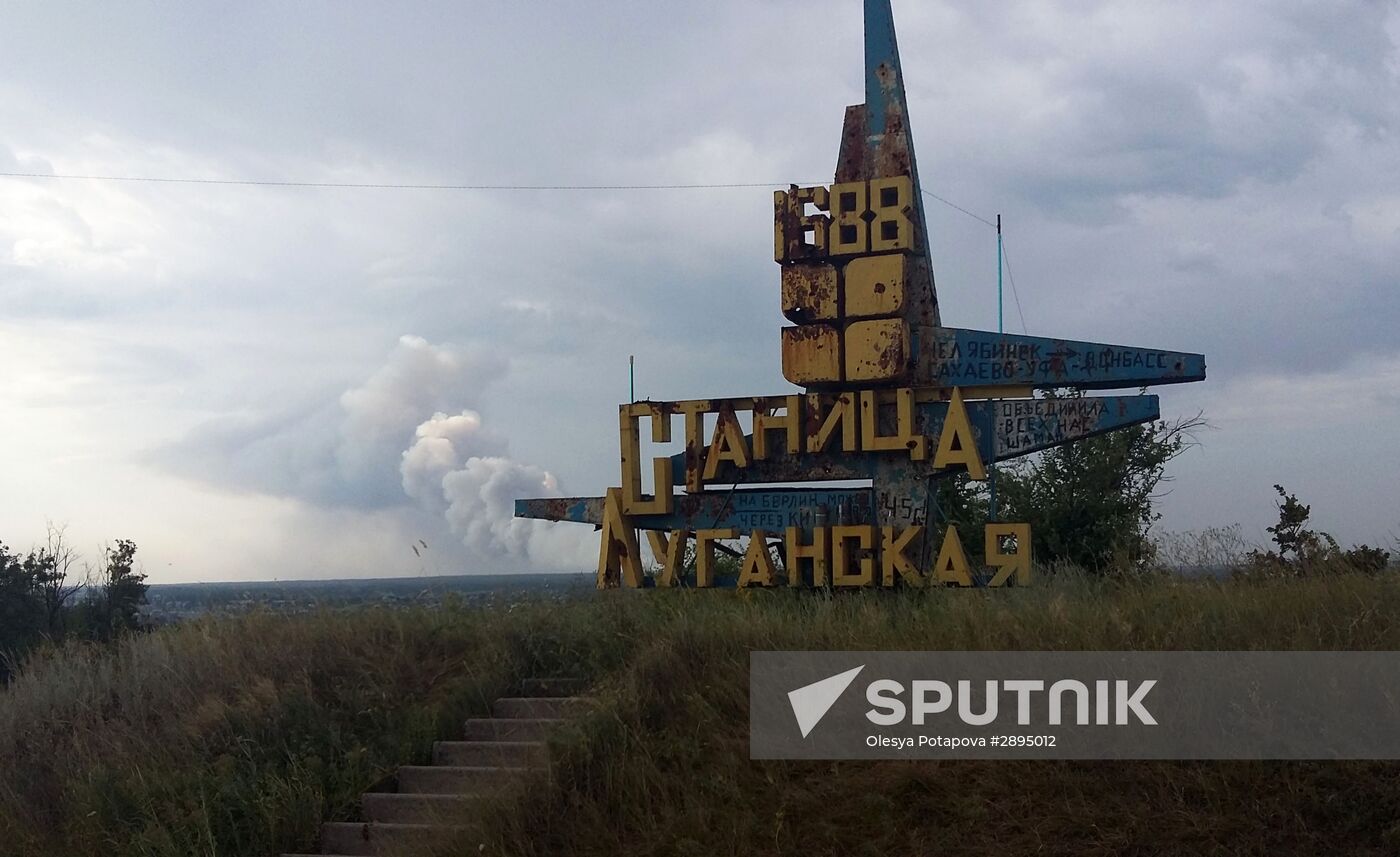 Stanitsa Luganskaya checkpoint on contact line in Donbass