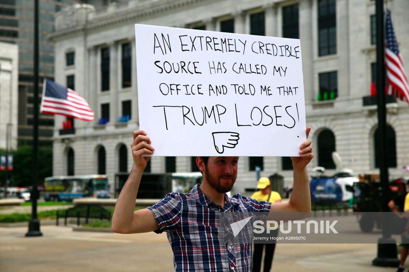 Donald Trump's opponents stage protest