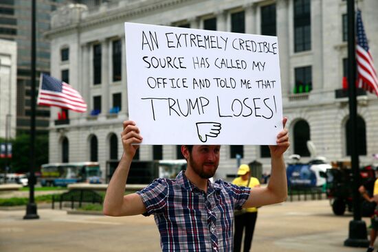 Donald Trump's opponents stage protest