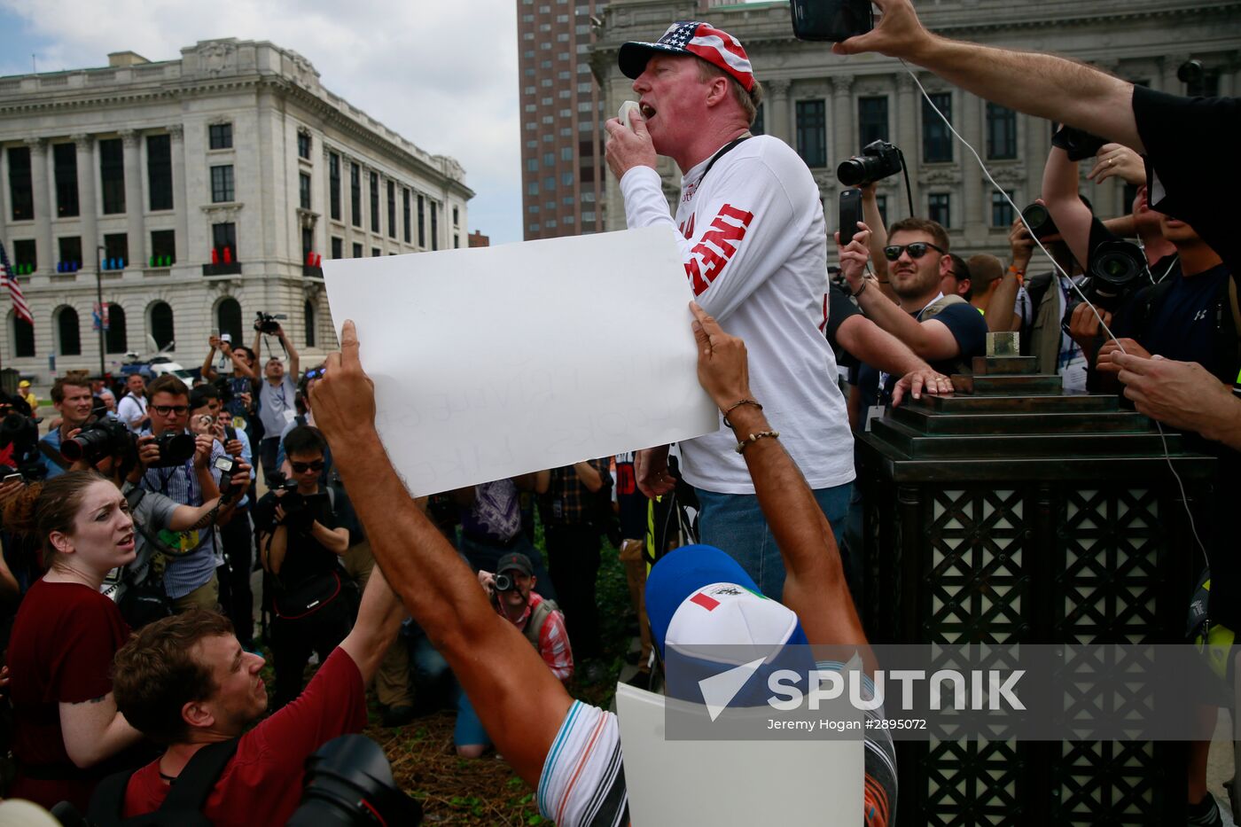 Donald Trump's opponents stage protest