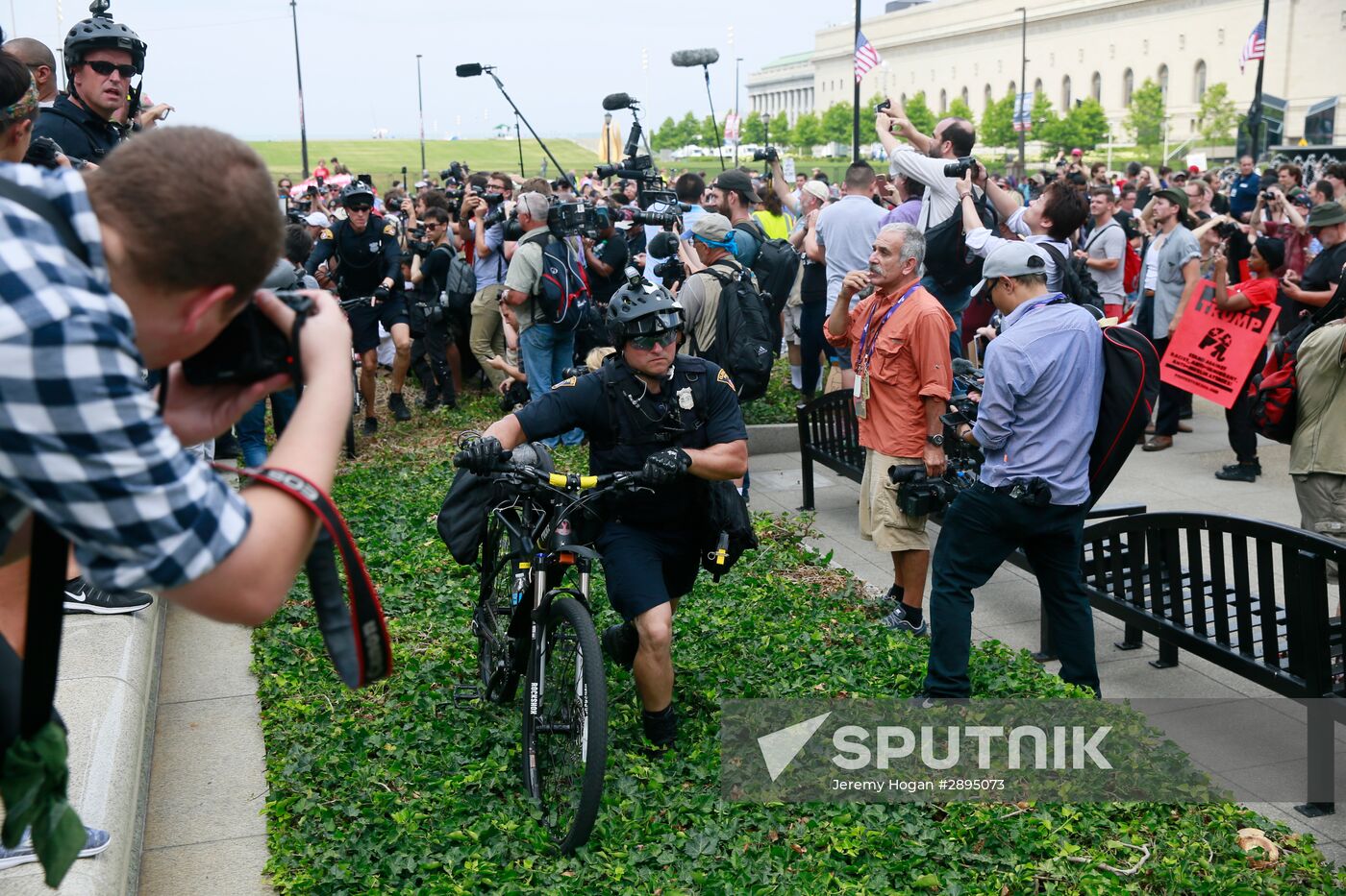 Donald Trump's opponents stage protest