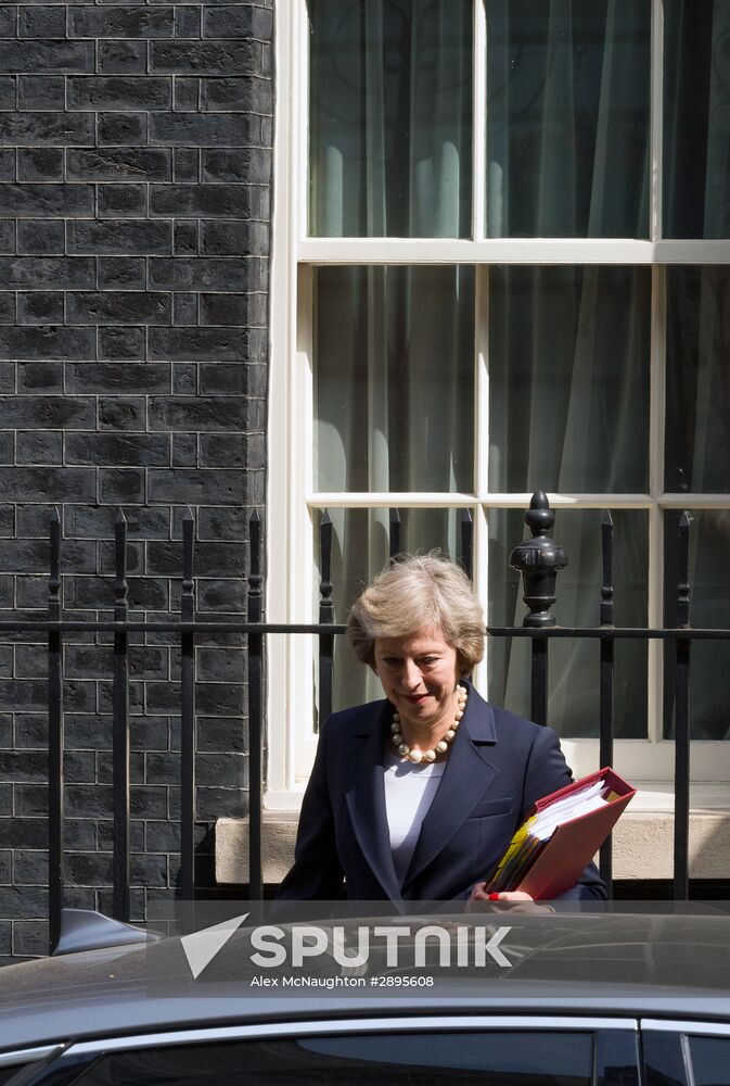 British Prime Minister Theresa May on Downing Street in London