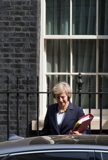 British Prime Minister Theresa May on Downing Street in London
