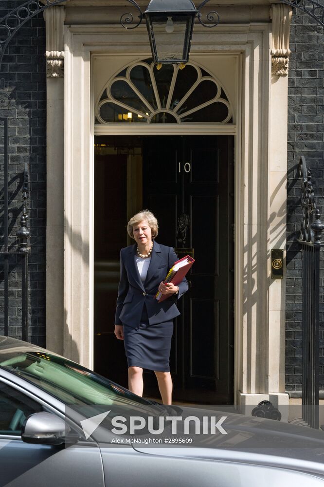 British Prime Minister Theresa May on Downing Street in London