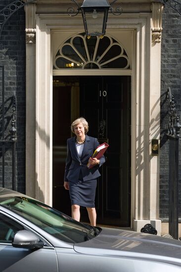 British Prime Minister Theresa May on Downing Street in London