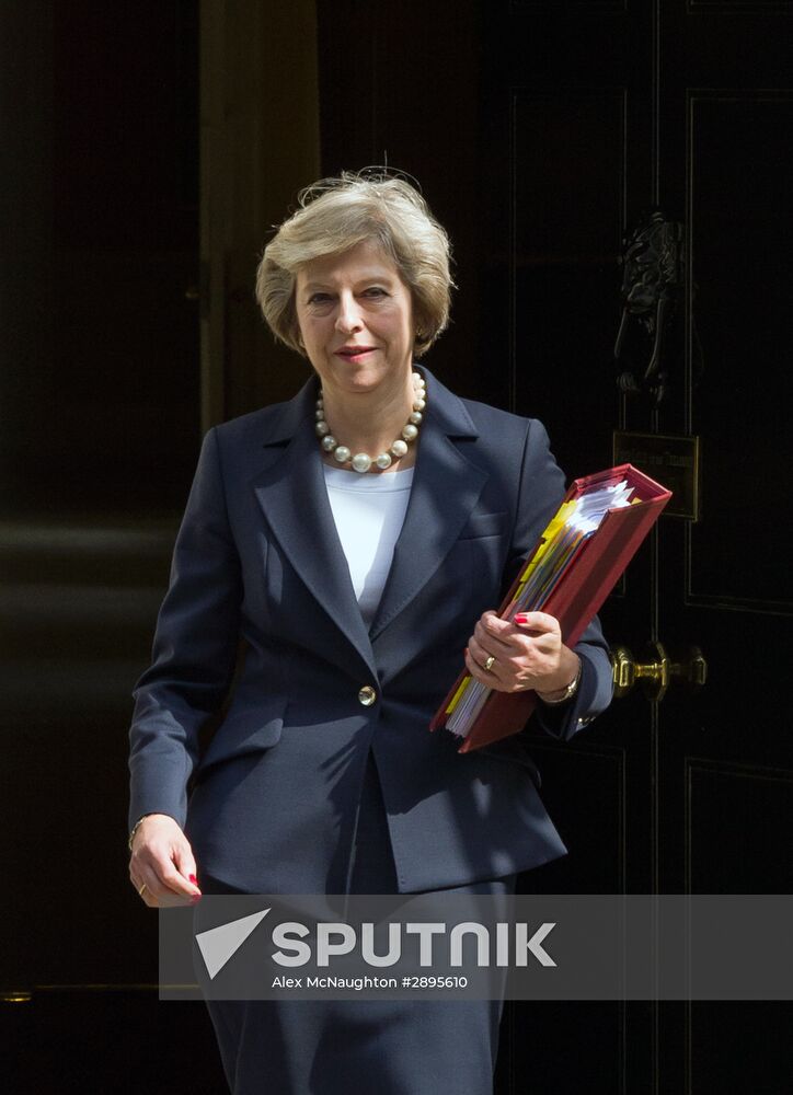 British Prime Minister Theresa May on Downing Street in London