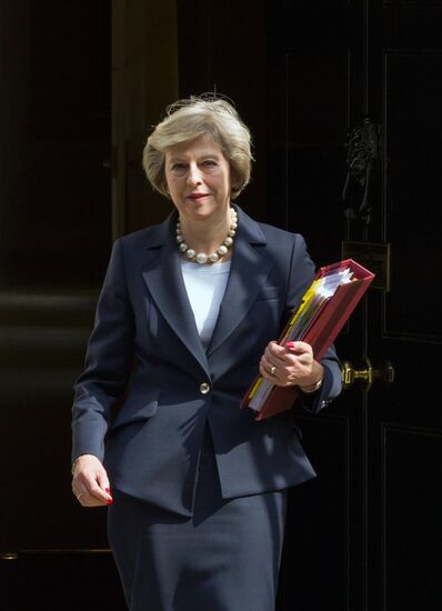 British Prime Minister Theresa May on Downing Street in London