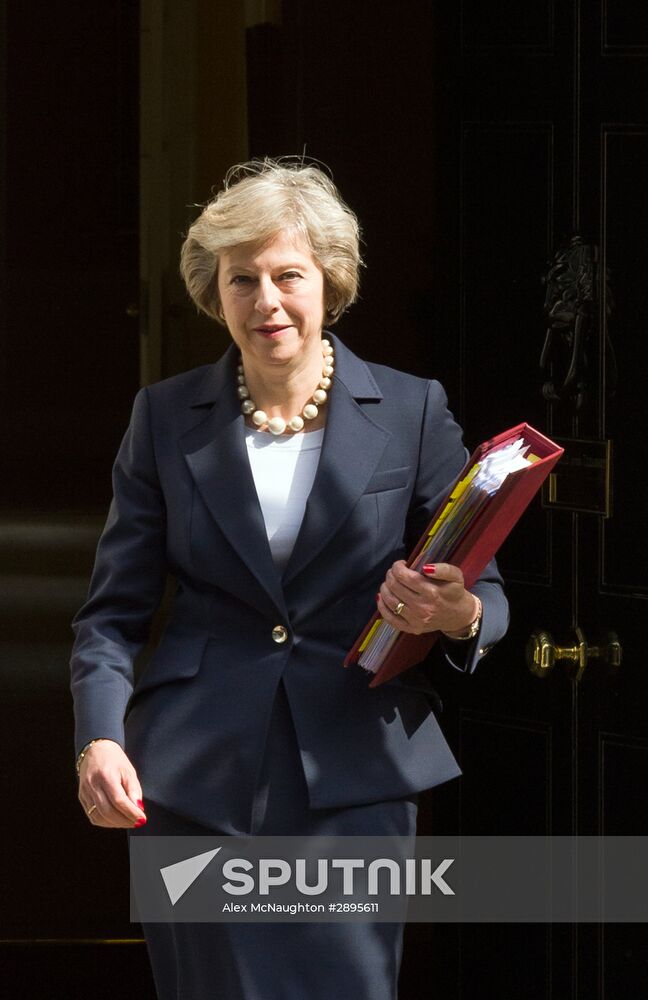 British Prime Minister Theresa May on Downing Street in London