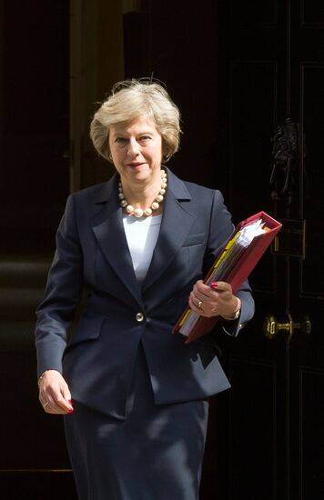 British Prime Minister Theresa May on Downing Street in London