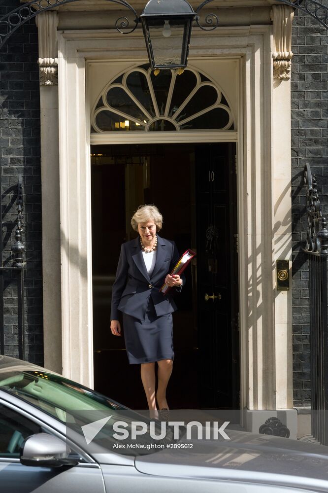British Prime Minister Theresa May on Downing Street in London