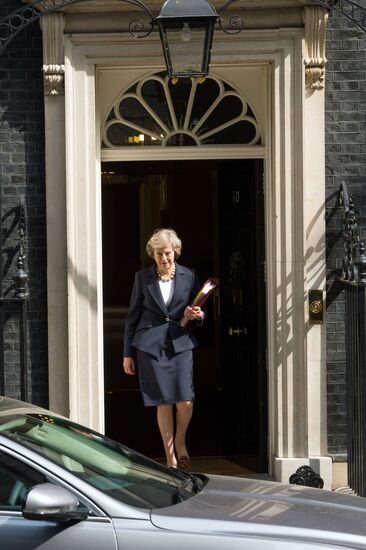 British Prime Minister Theresa May on Downing Street in London