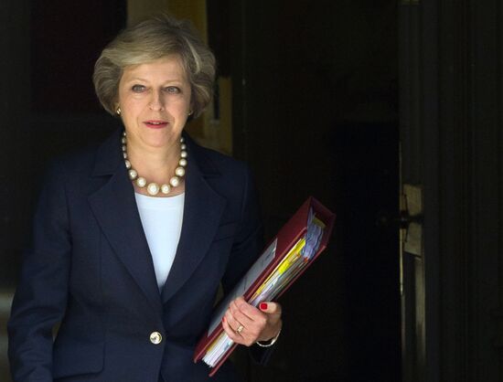 British Prime Minister Theresa May on Downing Street in London