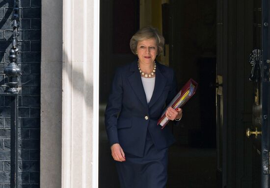 British Prime Minister Theresa May on Downing Street in London