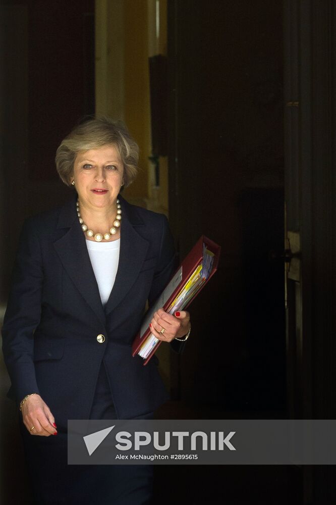 British Prime Minister Theresa May on Downing Street in London