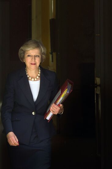 British Prime Minister Theresa May on Downing Street in London