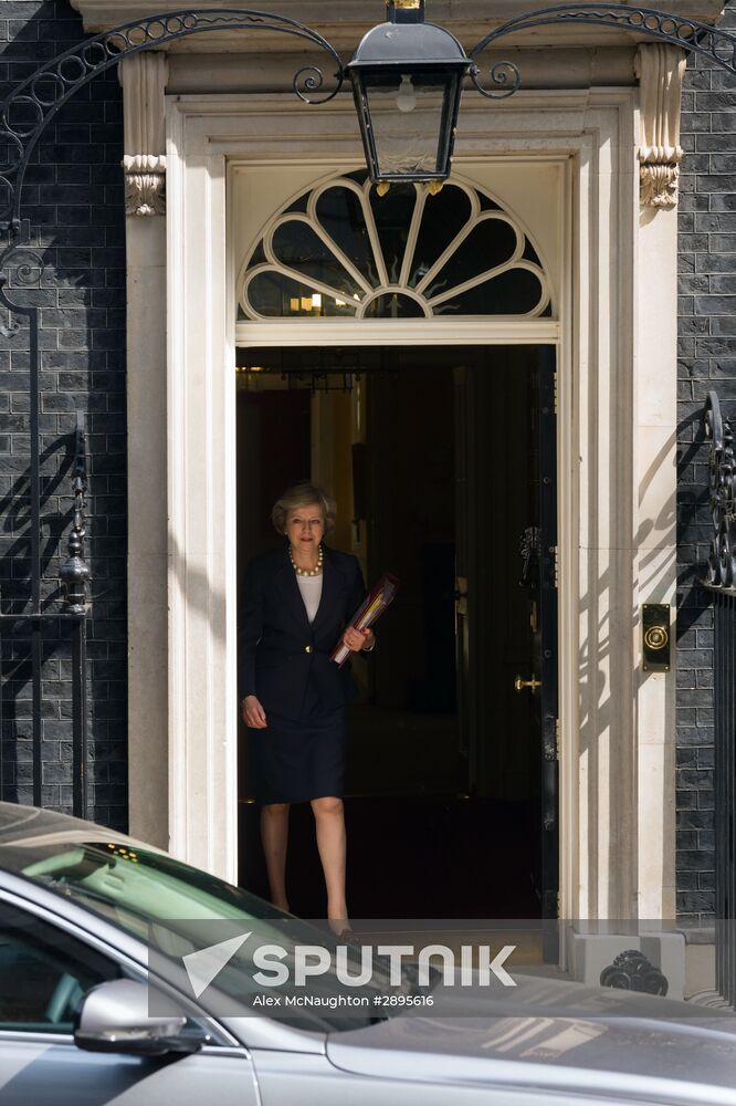 British Prime Minister Theresa May on Downing Street in London