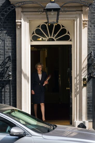 British Prime Minister Theresa May on Downing Street in London