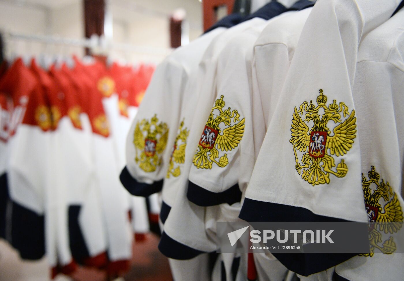 Russian Olympic athletic and freestyle wrestling teams' gear for the 2016 Olympics