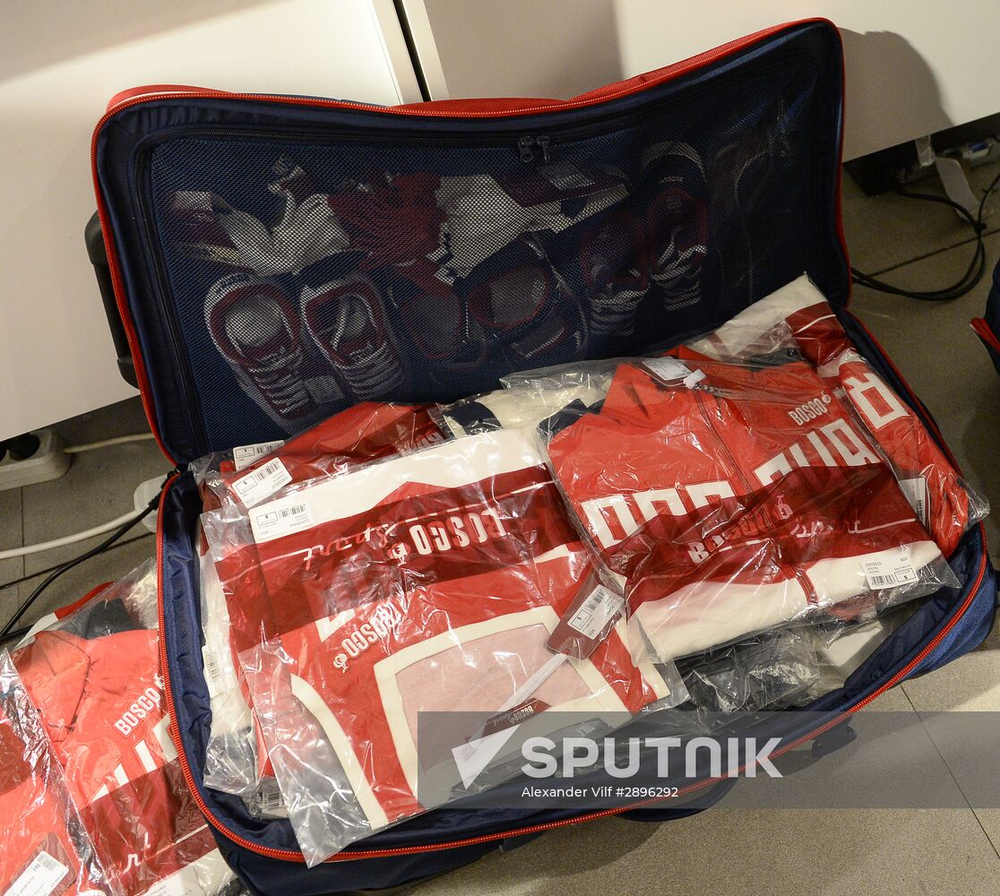 Apparel of Russian national athletics and freestyle wrestling teams prior to 2016 Olympics