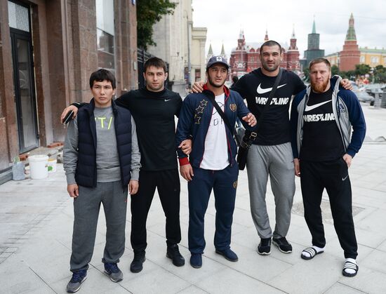 Russian Olympic athletic and freestyle wrestling teams' gear for the 2016 Olympics