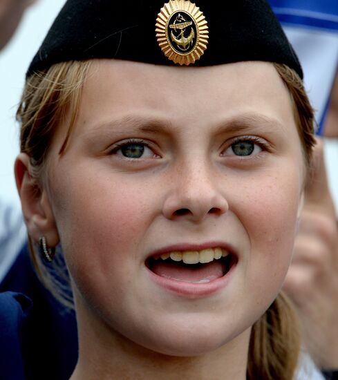 Children at Okean camp take oath