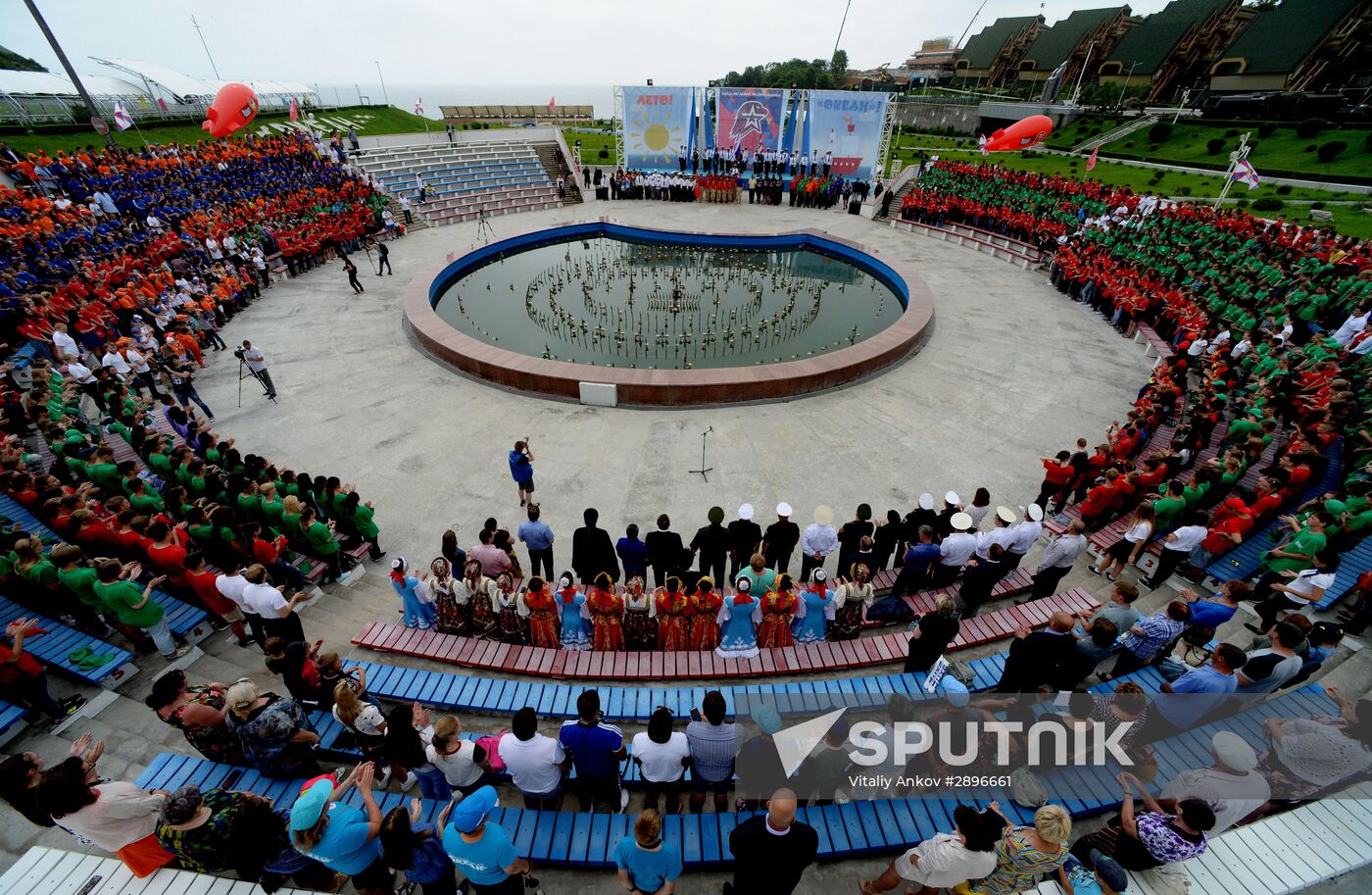 Children at Okean camp take oath