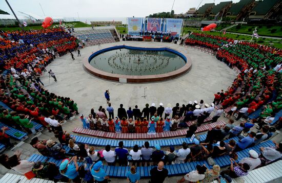 Children at Okean camp take oath