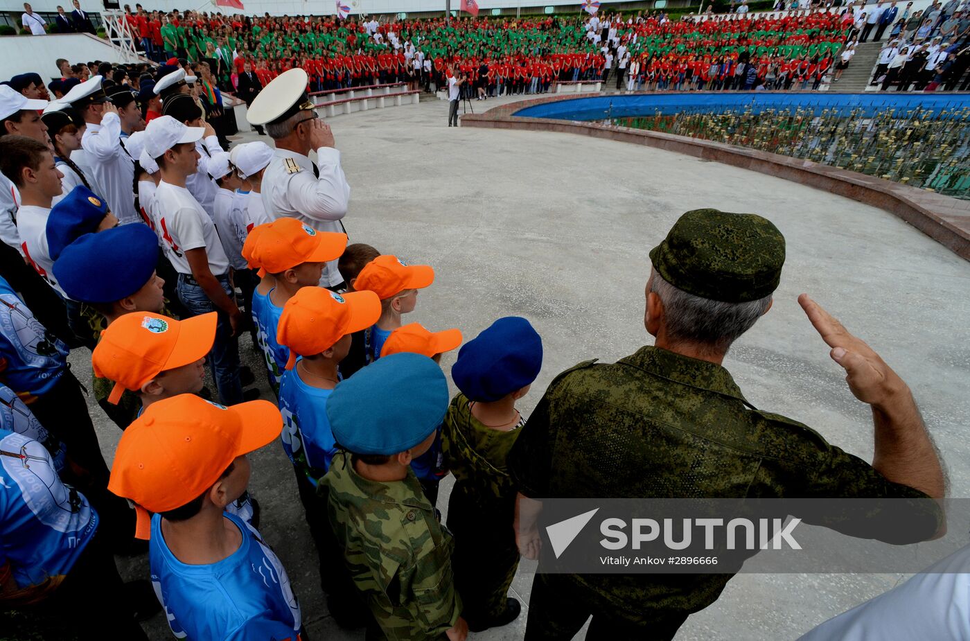 Children at Okean camp take oath