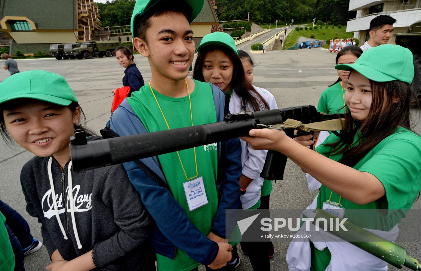 Children at Okean camp take oath