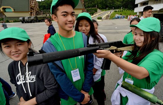 Children at Okean camp take oath
