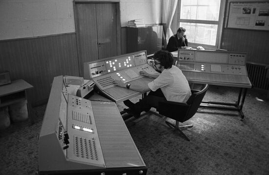 Automatic controls panel at weaving mill