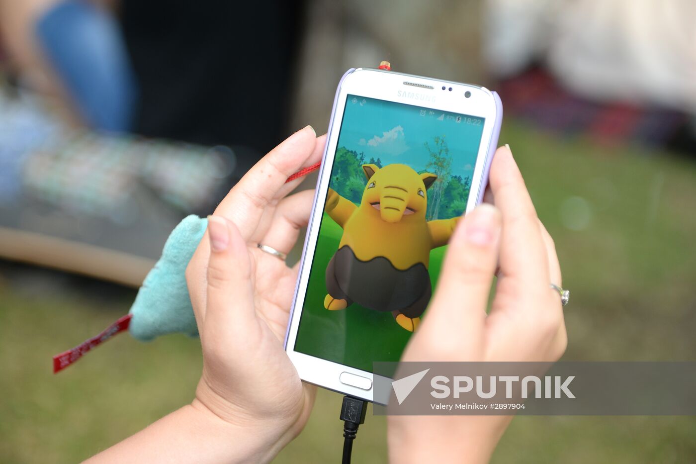 Pokemon Go players in Ilyinsky Park, Moscow