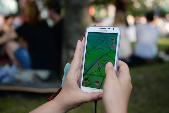 Pokemon Go players in Ilyinsky Park, Moscow