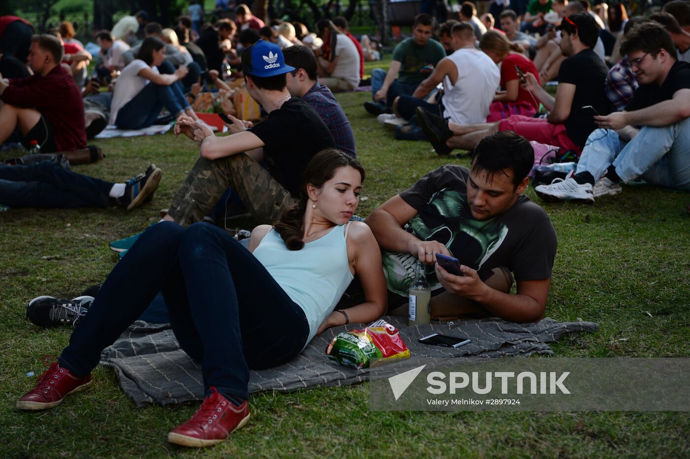 Pokemon Go players in Ilyinsky Park, Moscow