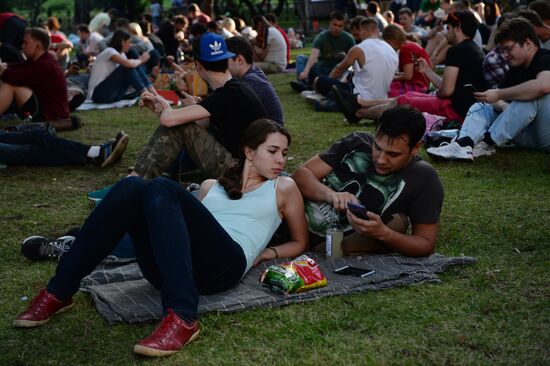 Pokemon Go players in Ilyinsky Park, Moscow