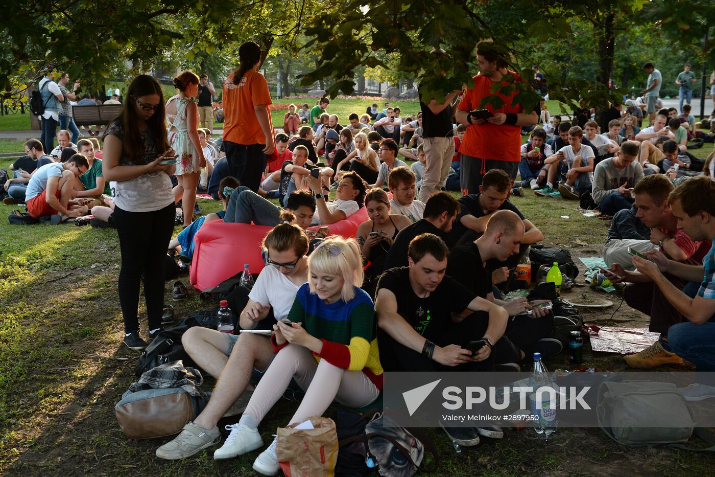 Pokemon Go players in Ilyinsky Park, Moscow