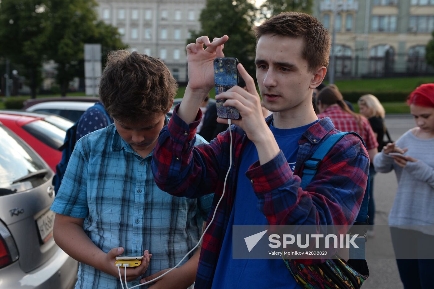 Pokemon Go players in Ilyinsky Park, Moscow