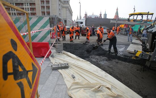 Asphalt laid on Tverskaya Street