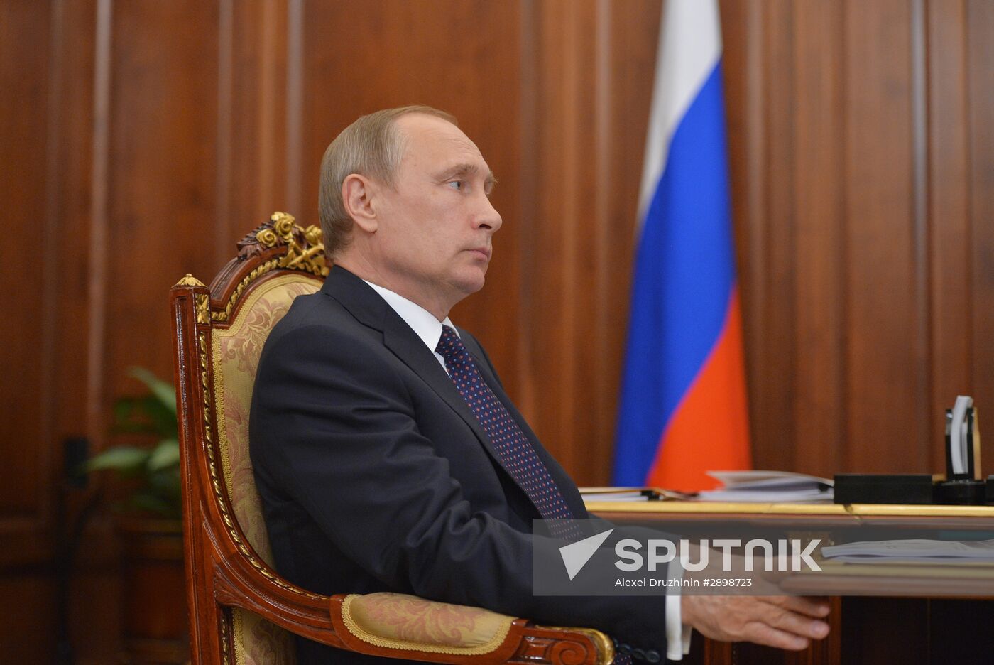 Russian President Vladimir Putin meets with Energy Minister Alexander Novak