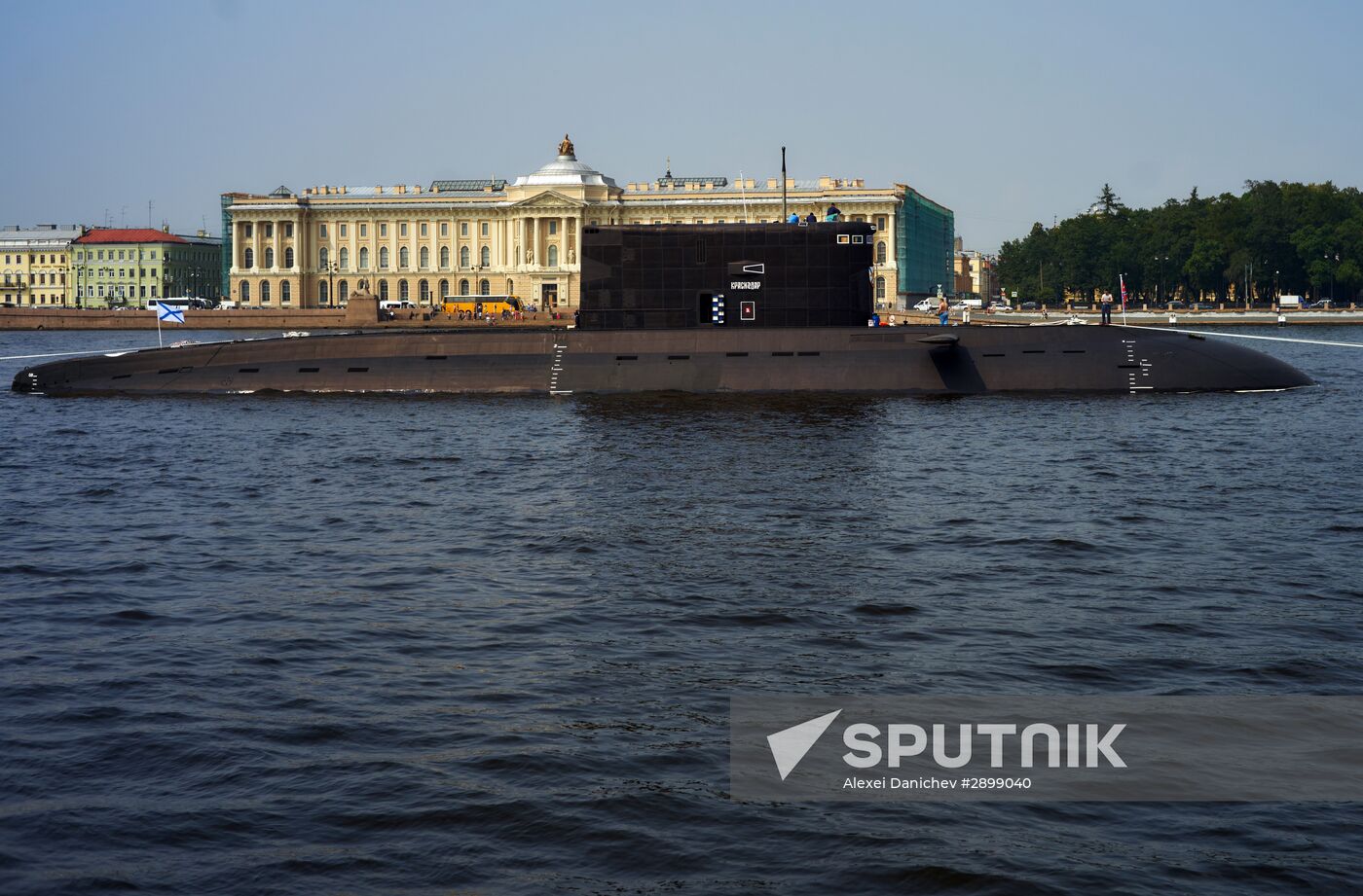 Warships enter the Neva River to take part in Russian Navy Day parade